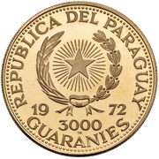 3000 Guaraníes Munich Olympics - Hurdler obverse image