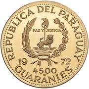 4500 Guaraníes Munich Olympics - Runner obverse image