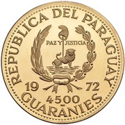 4500 Guaraníes Munich Olympics - Broad Jumper obverse image