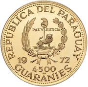 4500 Guaraníes Munich Olympics - High Jumper obverse image