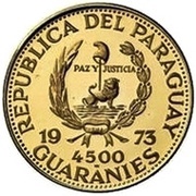 4500 Guaraníes Teotihucana Culture Sculpture obverse image