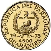 4500 Guaraníes Mixteca Culture Animal Sculpure obverse image