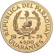 4500 Guaraníes Pope John XXIII obverse image