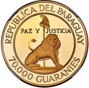 70 000 Guaraníes 6th Term of President Stroessner obverse image