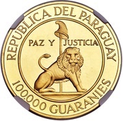 100 000 Guaraníes 7th Term of President Stroessner obverse image