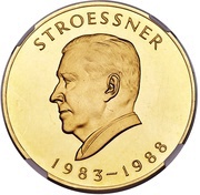 100 000 Guaraníes 7th Term of President Stroessner, Paraguay, 1983 reverse image