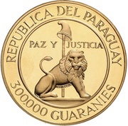300 000 Guaraníes 8th Term of President Stroessner obverse image