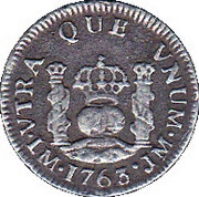 ½ Real - Carlos III arms, Peru, 1760-1772 reverse image