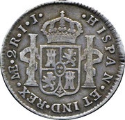 2 Reales - Carlos IV Numeral IV - Carlos III portrait, Peru, 1789-1791 reverse image