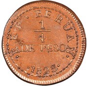 ¼ Peso Pattern, Peru, 1823 reverse image
