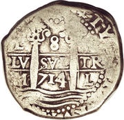 8 Reales - Felipe V, Peru, 1701-1724 reverse image