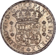 8 Reales - Fernando VI Colonial Milled Coinage, Peru, 1751-1760 reverse image