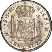 8 Reales - Carlos III Colonial Milled Coinage, Peru, 1772-1784 reverse image