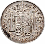 8 Reales - Carlos IV Numeral IV - Carlos III portrait, Peru, 1789-1791 reverse image