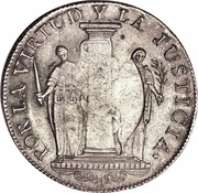 8 Reales - Fernando VII Countermarked Republican Coinage, Peru, 1824 reverse image