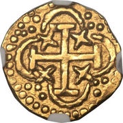 1 Escudo - Felipe V Colonial Cob Coinage, Peru, 1702-1745 reverse image