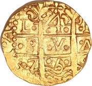 4 Escudos - Felipe V Colonial Cob Coinage, Peru, 1702-1745 reverse image