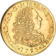 4 Escudos - Fernando VI Colonial Milled Coinage obverse image