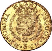 8 Escudos - Carlos III Colonial Milled Coinage, Peru, 1761-1762 reverse image