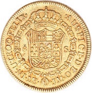 8 Escudos - Carlos III Colonial Milled Coinage, Peru, 1772-1784 reverse image