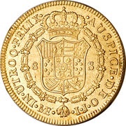 8 Escudos - Carlos IV Colonial Milled Coinage, Peru, 1789-1791 reverse image