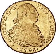 8 Escudos - Carlos IV Colonial Milled Coinage obverse image