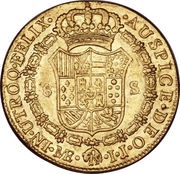 8 Escudos - Carlos IV Colonial Milled Coinage, Peru, 1792-1808 reverse image
