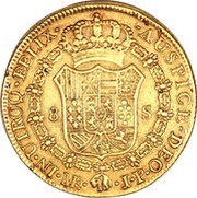 8 Escudos - Fernando VII Colonial Milled Coinage, Peru, 1814-1824 reverse image