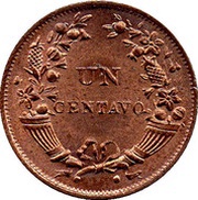 1 Centavo 2nd type; thin planchet reverse image