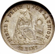 ½ Dinero, Peru, 1863-1864 reverse image