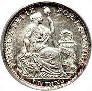 1 Dinero, Peru, 1888-1916 reverse image