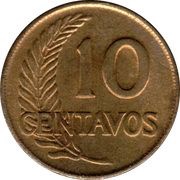 10 Centavos, Peru, 1942-1944 reverse image