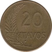 20 Centavos, Peru, 1942-1944 reverse image