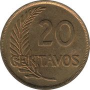 20 Centavos, Peru, 1942-1951 reverse image
