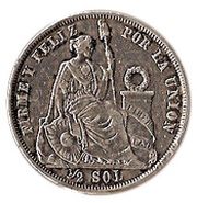 ½ Sol, Peru, 1864-1865 reverse image