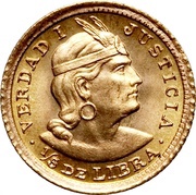 ⅕ Libra Trade Coinage, Peru, 1906-1969 reverse image