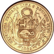 20 Soles, Peru, 1863 obverse image