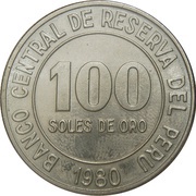 100 Soles de Oro, Peru, 1980-1982 reverse image