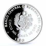 5000 Soles de Oro World championship football obverse image
