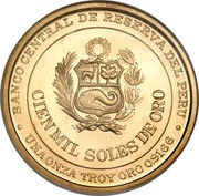100 000 Soles de oro Miguel Grau obverse image