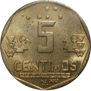 5 Céntimos With braille, Peru, 1991-2000 reverse image