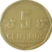 5 Céntimos Without Braille, Peru, 2001-2007 reverse image