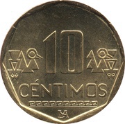10 Céntimos Without braille, Peru, 2001-2023 reverse image
