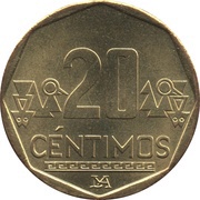 20 Céntimos Without braille, Peru, 2001-2023 reverse image