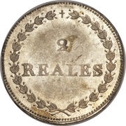 2 Reales, Peru, 1837-1838 reverse image