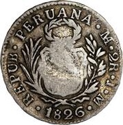 2 Reales - Ferdinand VII Countermark on Peru 2 Reales reverse image