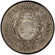 2 Reales - Isabella II Countermark on Peru 2 Reales reverse image