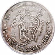 8 Reales - Ferdinand VII Countermark on Peru 8 Reales obverse image