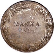 8 Reales - Ferdinand VII Countermarked on Peru 8 Reales, Philippines, 1828 reverse image