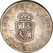 8 Reales - Fernando VII Countermark on Peru 8 Reales obverse image